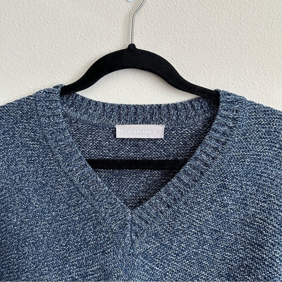 EVERLANE The Link Stitch V Neck Sweater Blue Small - Picture 9 of 12